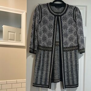 Ming Wang Black and White Textured Cardigan